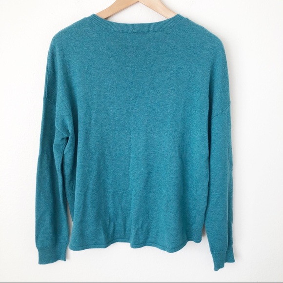 Trouve Nordstrom Cashmere Blend Teal Blue Knit Sweater Sz S Long Sleeve Pullover - Picture 4 of 6